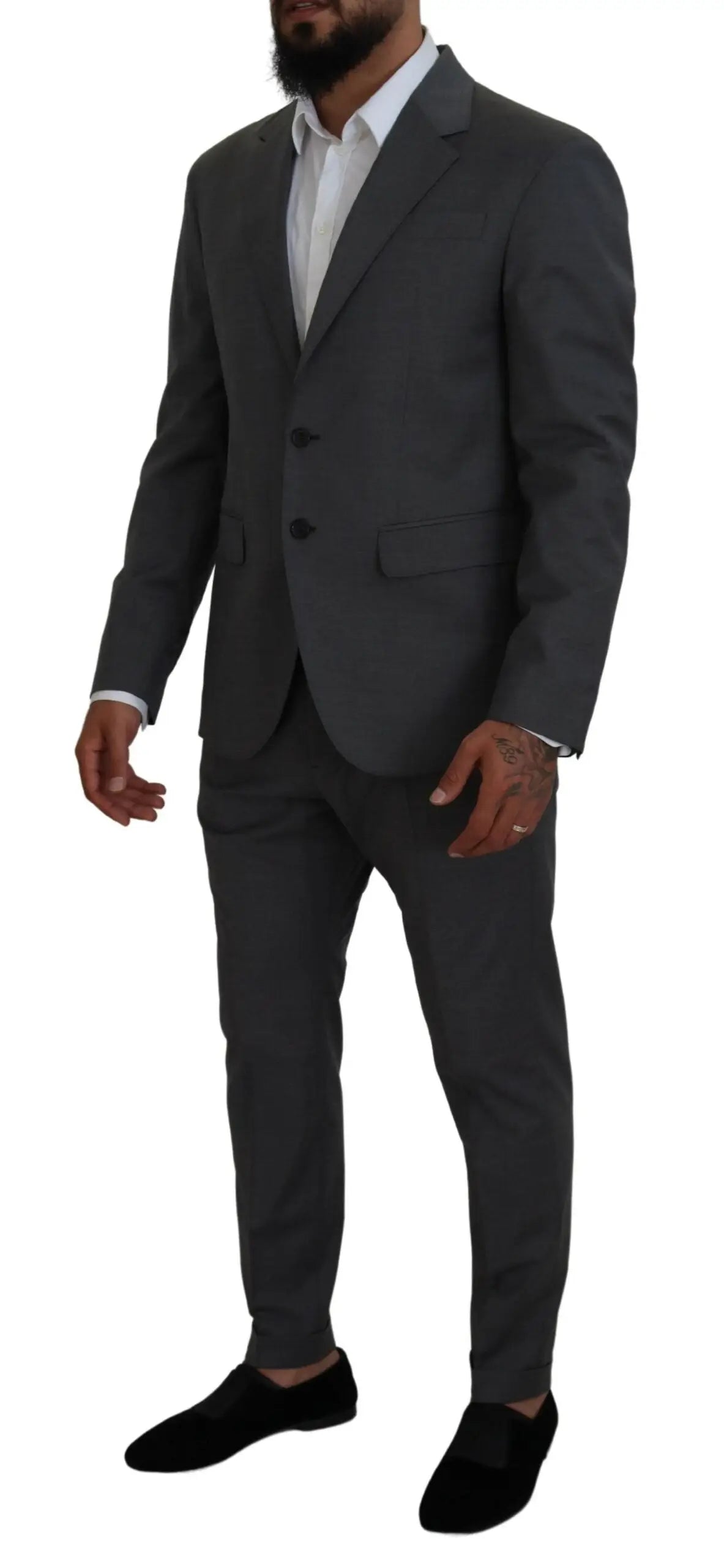 Costume deux pièces dsquared² en laine gris foncé à coupe structurée avec fermeture à deux boutons