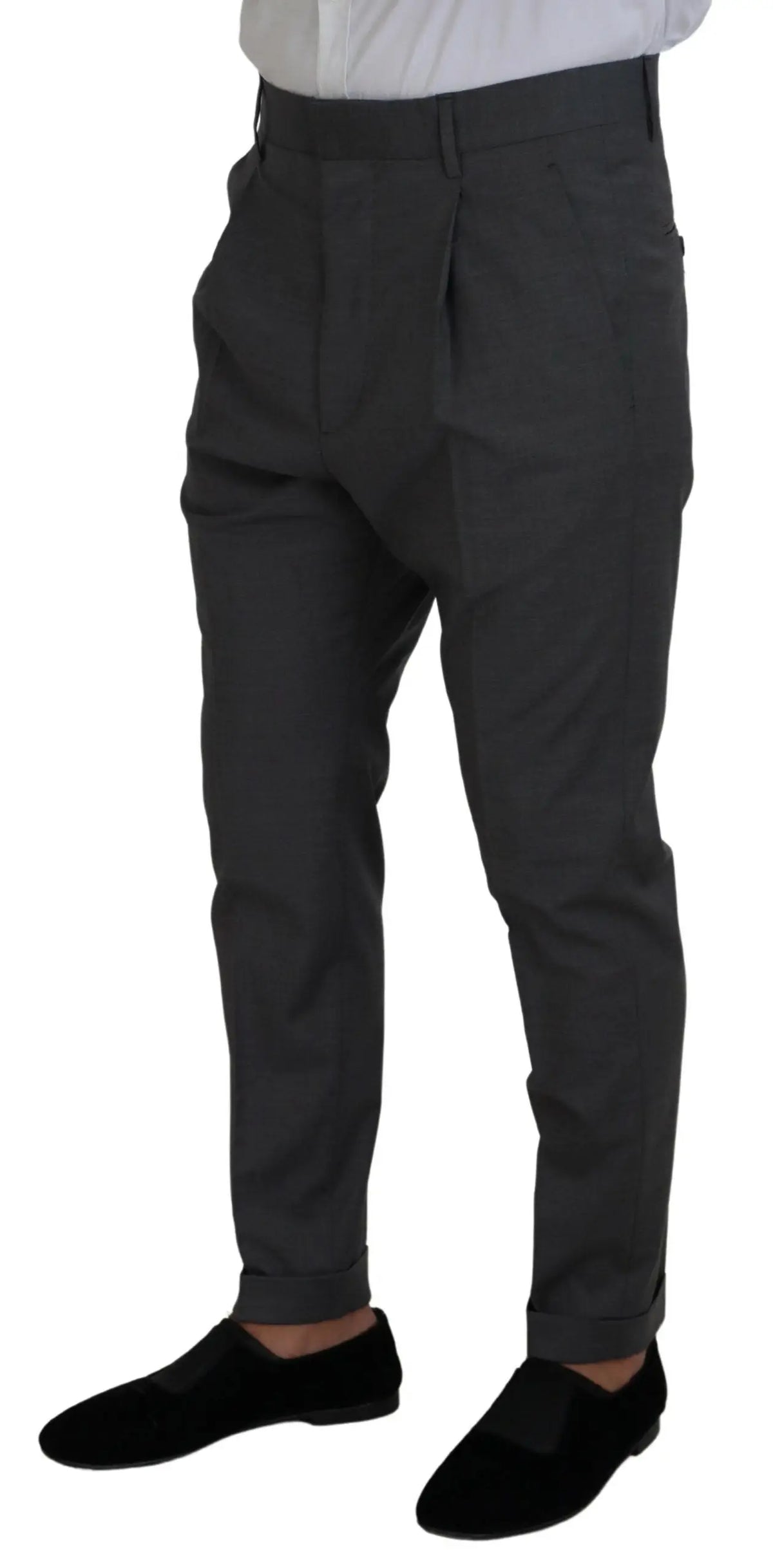 Pantalon chino gris foncé dsquared² en laine avec coupe ajustée et plis à l’avant pour costume deux pièces cipro