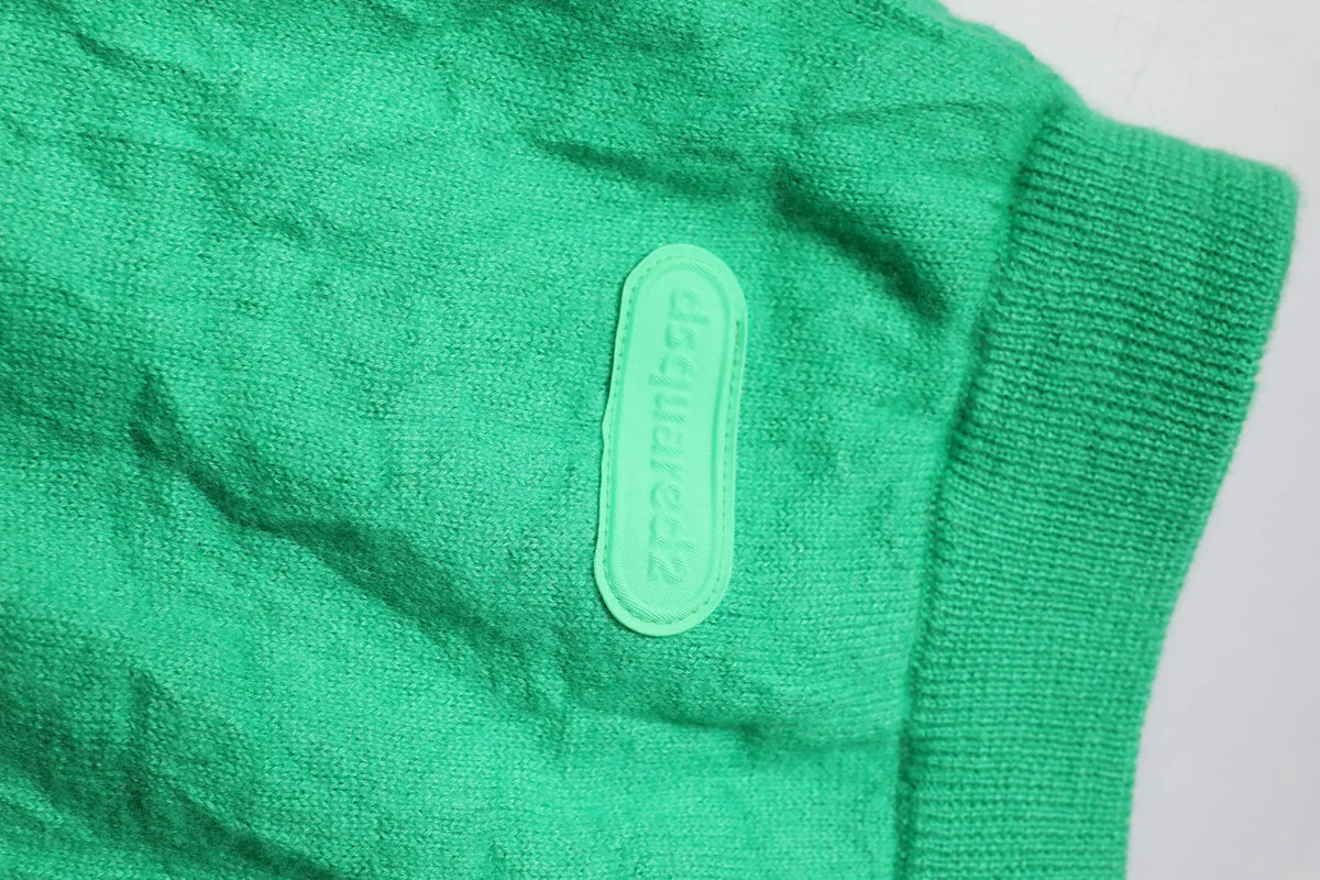 Pull vert vif en coton avec patch logo dsquared2 brodé ton sur ton sur la manche pantalon casual homme taille élastique