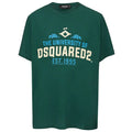 T-shirt dsquared² vert foncé en coton avec graphisme crème et bleu clair université dsquared² est