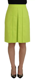 Jupe verte claire en lin marque dsquared² à taille haute plisée style trapèze longueur genou