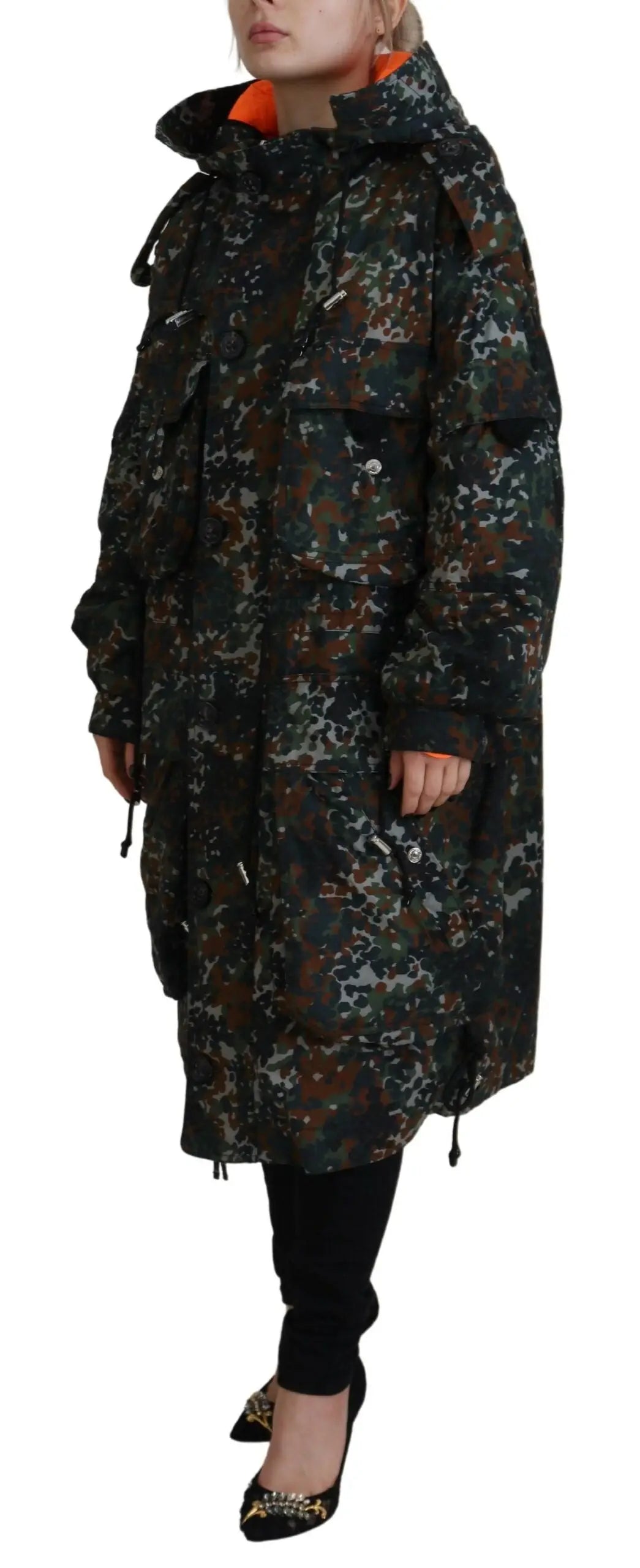 Dsquared² parka goth à capuche en imprimé camouflage vert foncé et marron avec fermeture éclair et poches multiples