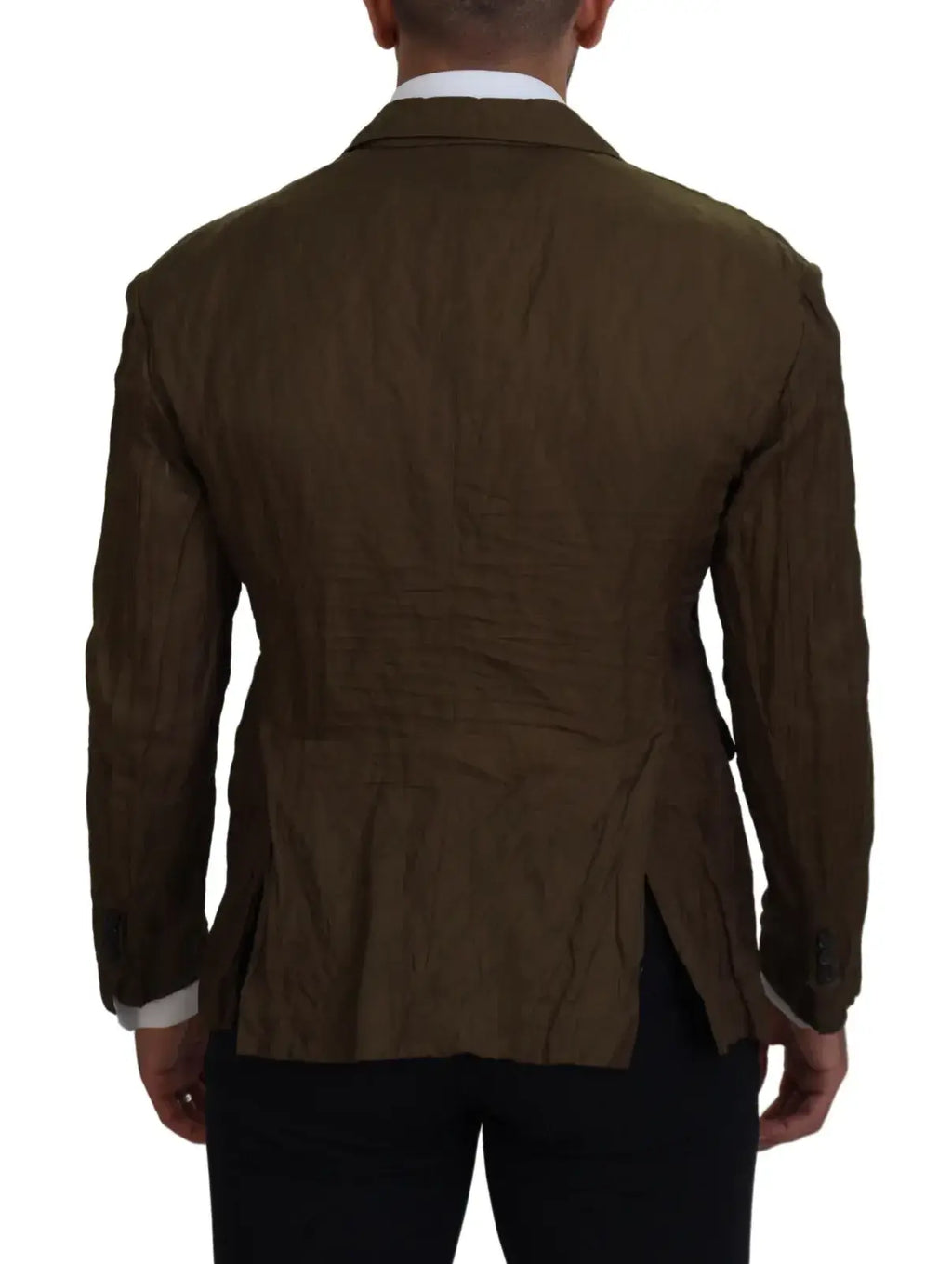 Veste blazer homme dsquared² verte en lin texturé vue arrière avec coupe classique et plis subtils au dos