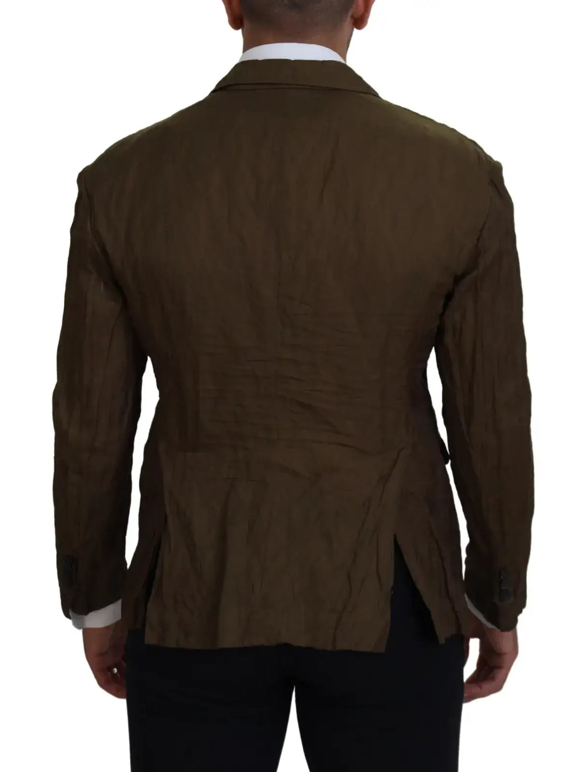 Veste blazer homme dsquared² verte en lin texturé vue arrière avec coupe classique et plis subtils au dos