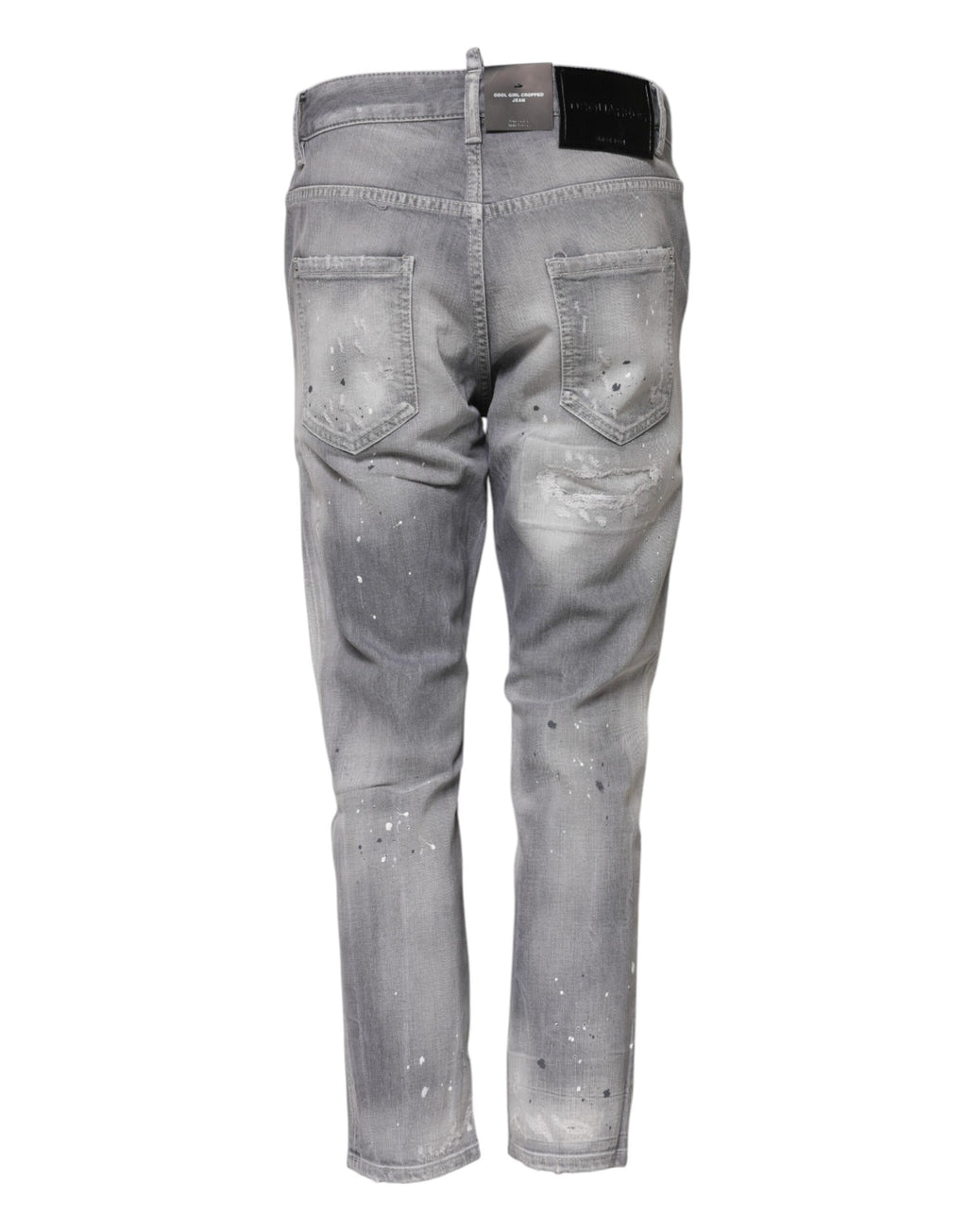 Jeans gris délavé taille moyenne et coupe tapered de Dsquared², décontractés et tendance, visibles en gros plan.