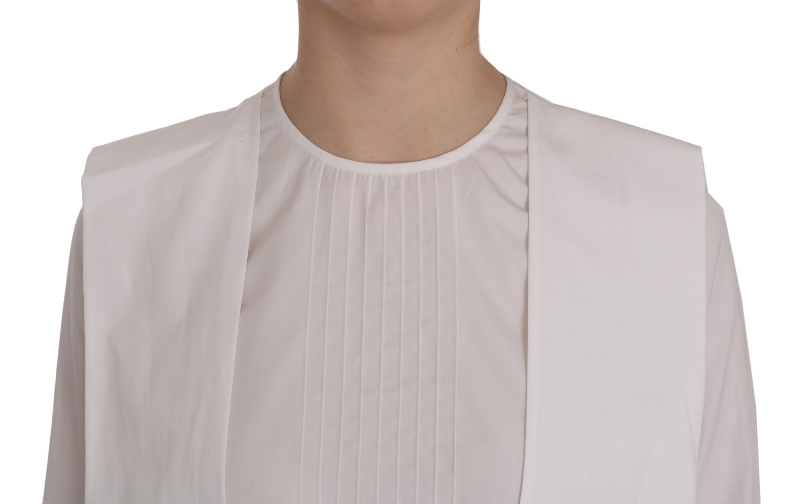 Chemise blanche à manches longues en coton de Dsquared², col rond élégante et confortable.