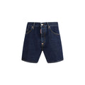 Shorts bermuda en coton bleu de la marque Dsquared², avec coupe décontractée et détails modernes visibles sur la photo.