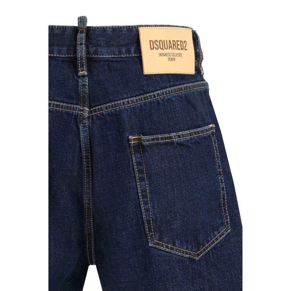 Shorts bermuda en coton bleu de la marque Dsquared², avec coupe décontractée et détails modernes.