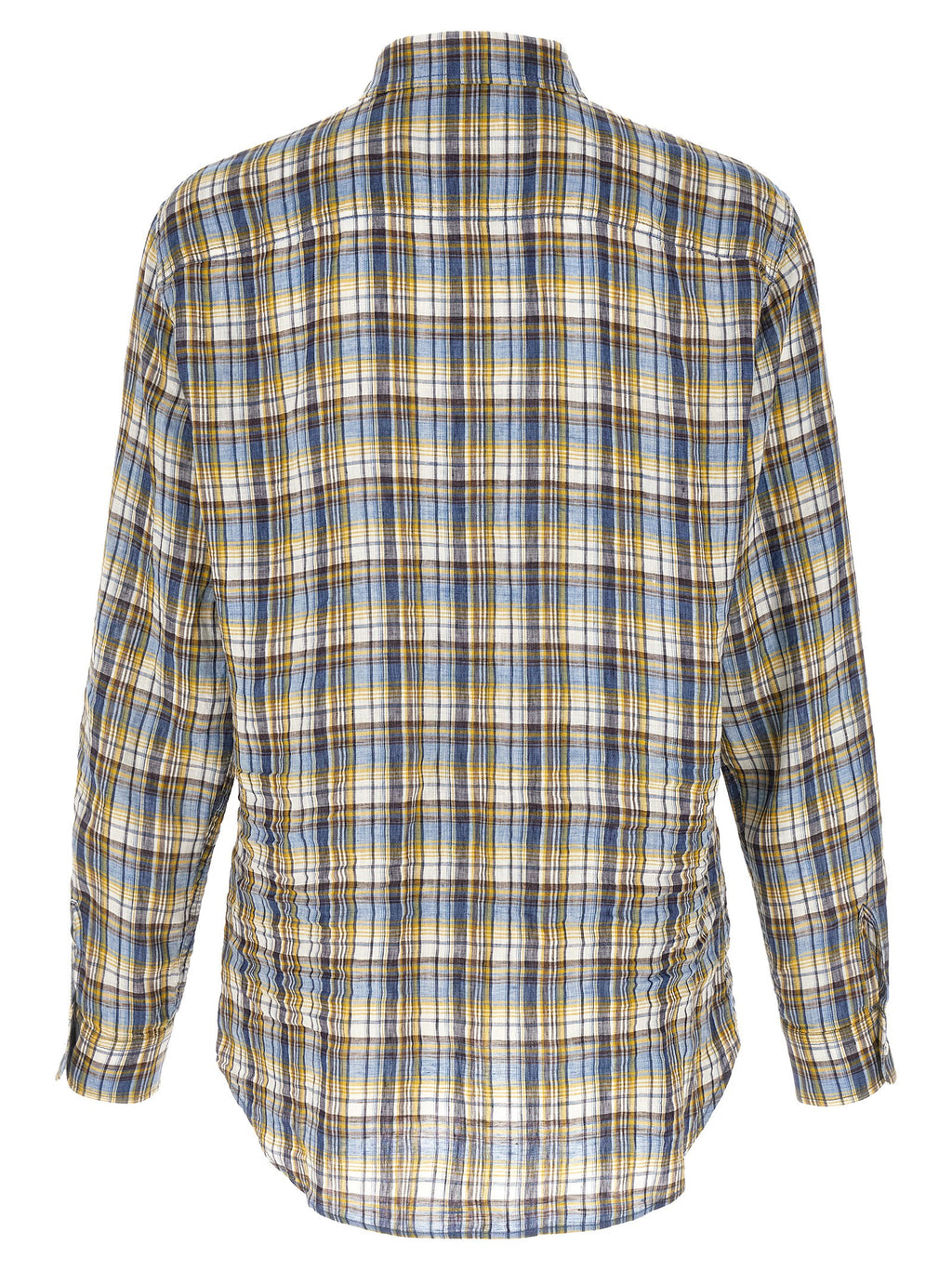 Chemisier en lin multicolore de Dsquared² avec manches longues et détails élégants, porté dans une image de mode.
