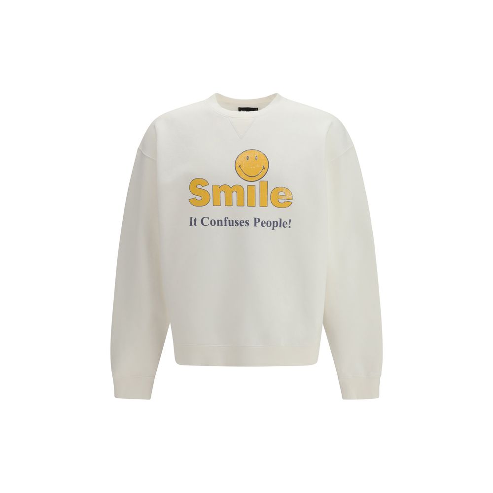 Sweatshirt en coton blanc de Dsquared², vêtement décontracté avec logo discret, porté sur un mannequin.