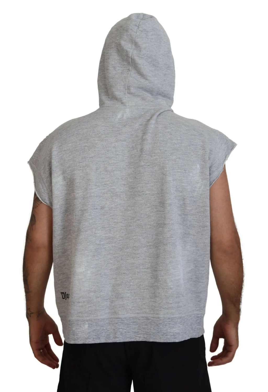Dsquared² t shirt à manches courtes en coton gris clair avec capuche et poignets côtelés sans manches