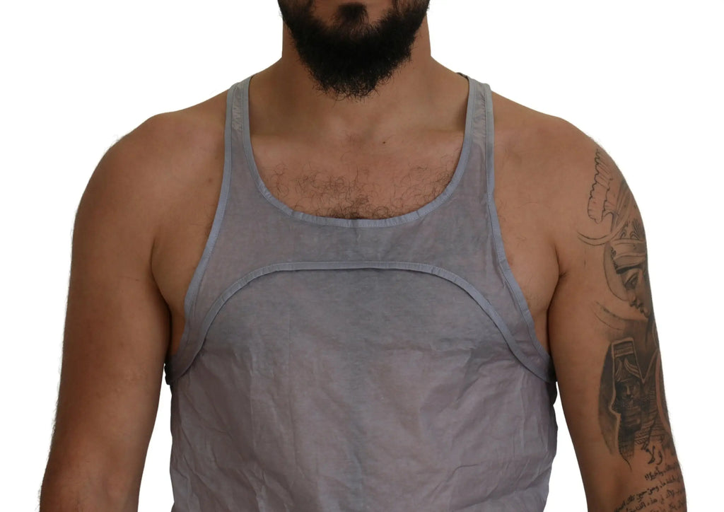 Débardeur sans manches pour homme dsquared² gris clair en coton léger avec tissu texturé subtil et coutures profilées