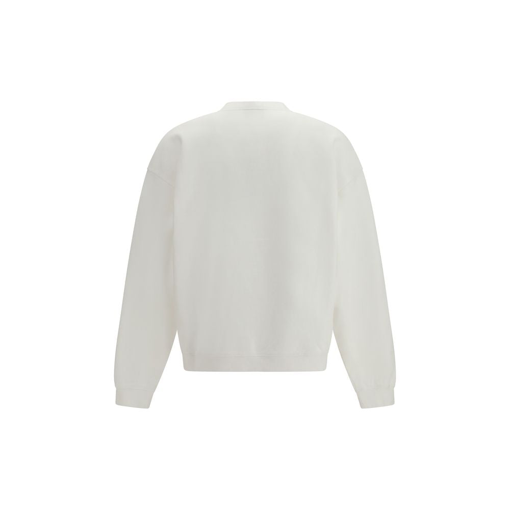 Sweat-shirt blanc en coton de Dsquared², style décontracté, avec logo discret sur la poitrine, porté sur un mannequin.