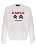 Sweatshirt en coton blanc de la marque Dsquared², vue de face, avec logo discret sur la poitrine.