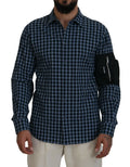 Chemise à manches longues dsquared² multicolore noir à carreaux bleu foncé et blanc avec patch zippé noir sur la manche gauche