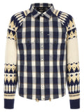 Chemise boutonnée Dsquared² multicolore en coton avec manches en maille à motif nordique bleu marine et crème