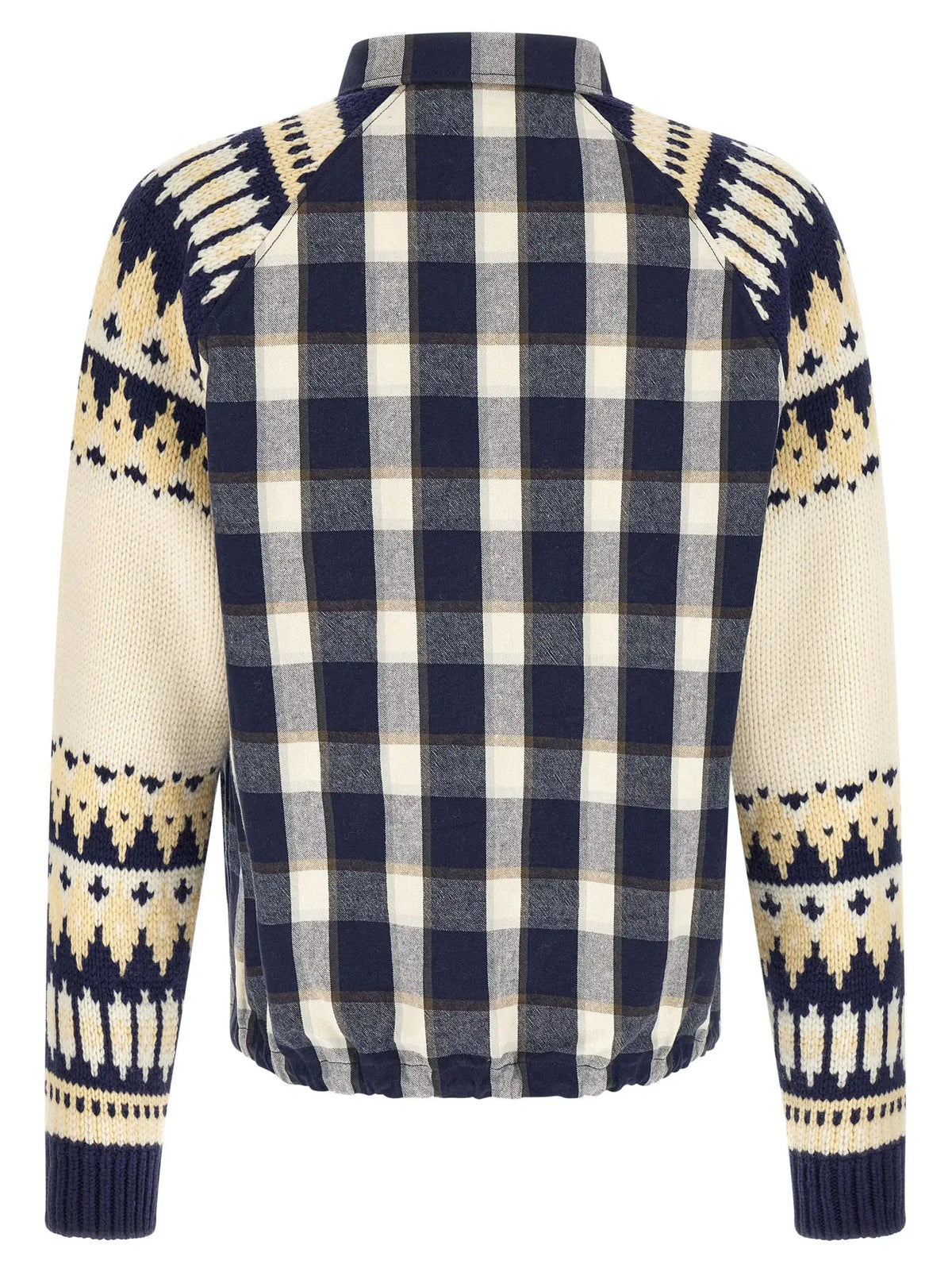 Dsquared² blouse en coton multicolore avec manches raglan à motifs nordiques et tricot à carreaux bleu marine et crème