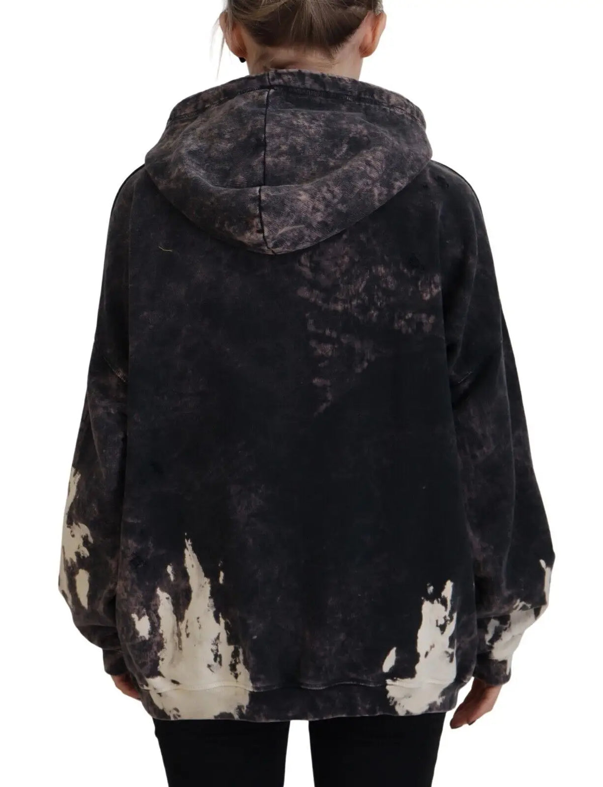 Hoodie oversize dsquared² en coton tie-dye noir et blanc multicolore confortable et décontracté