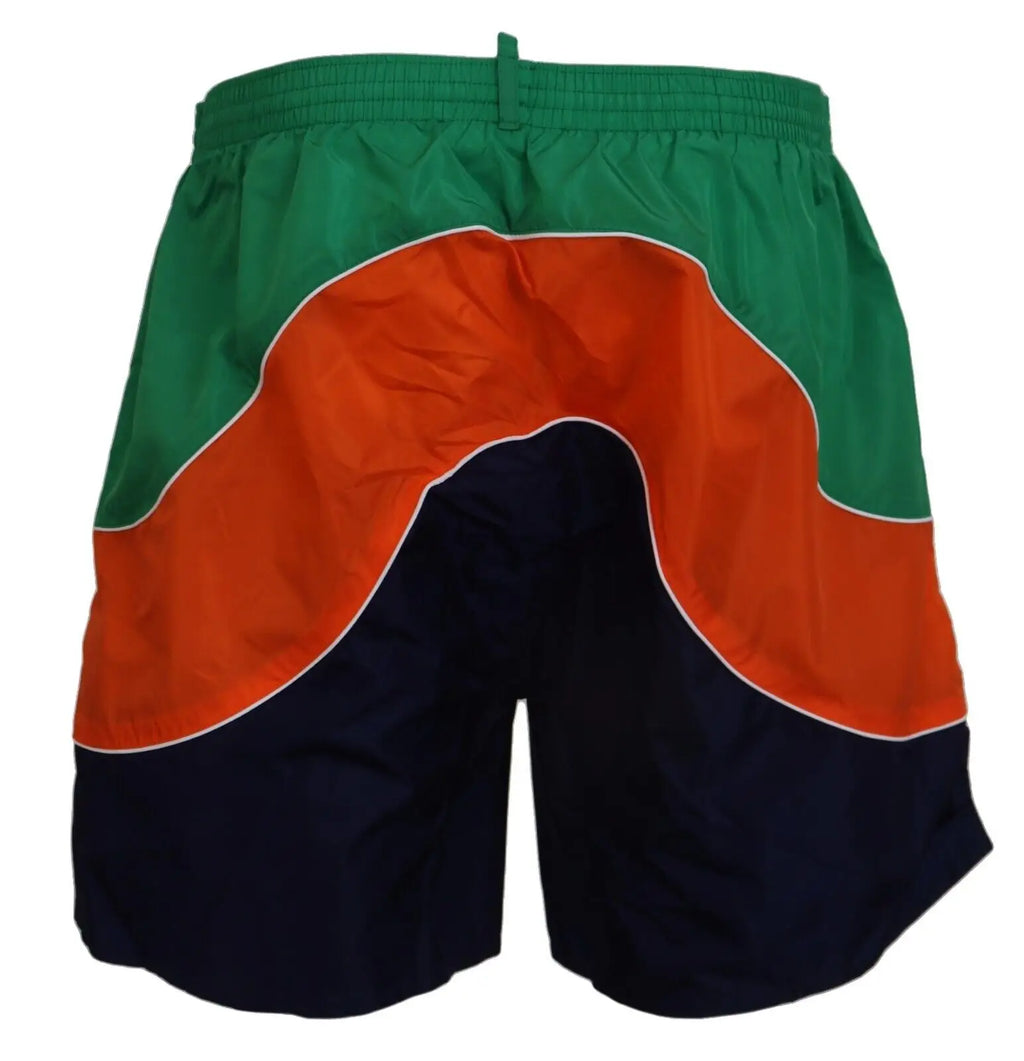 Short de bain dsquared² homme multicolore en vert, orange et bleu marine avec design color block audacieux