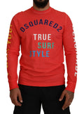 T-shirt dsquared² orange à manches longues avec imprimé coloré et logo dsquared2 true surf style en bleu marine et blanc
