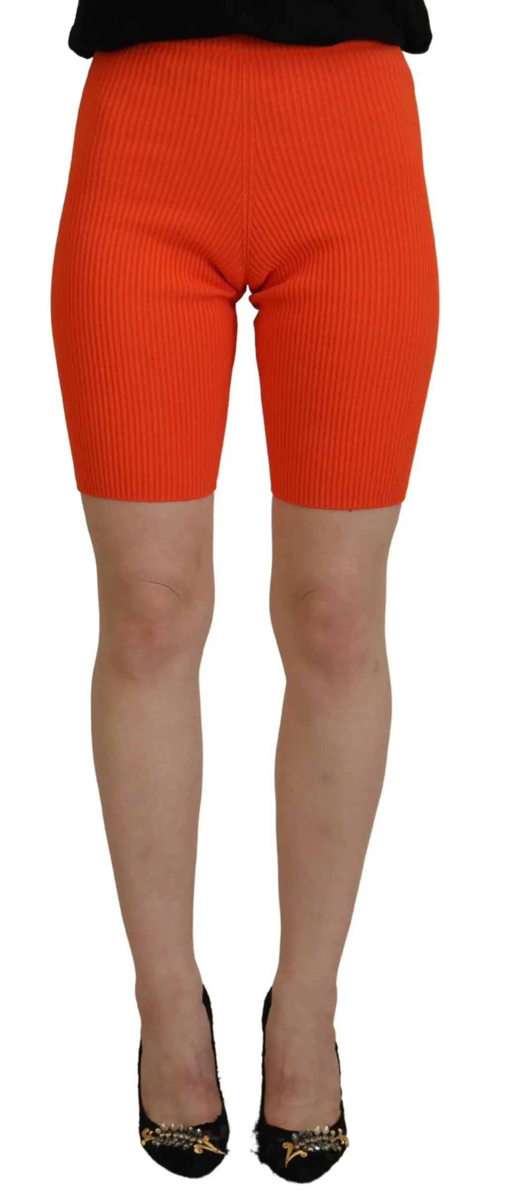 Shorts bermuda fins en viscose orange dsquared² avec maille côtelée brillante taille mi-haute ajustée