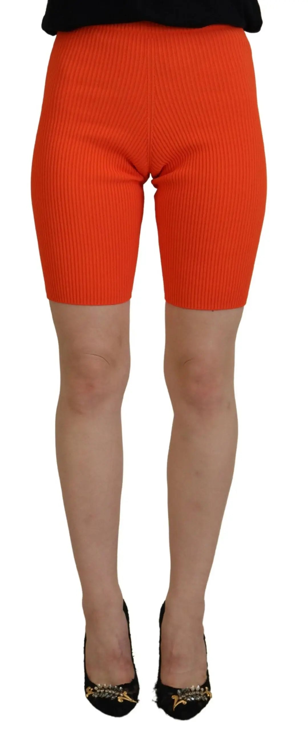 Shorts bermuda fins en viscose orange dsquared² avec maille côtelée brillante taille mi-haute ajustée