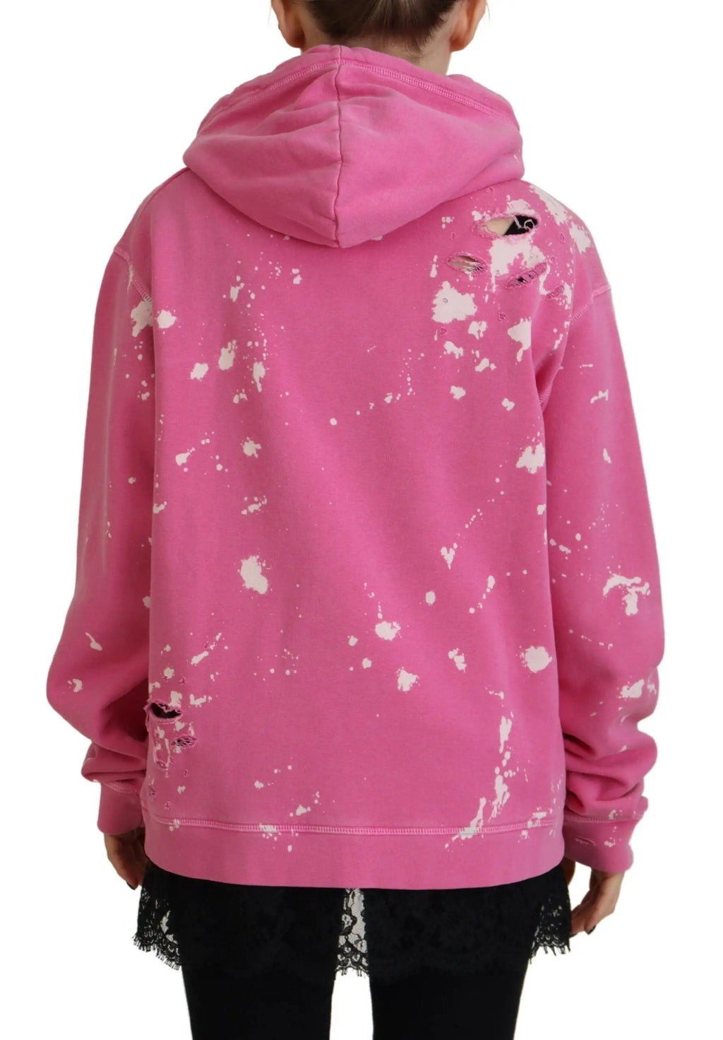 Dsquared² sweat à capuche en coton rose avec motif logo, effet peinture blanche et détails usés