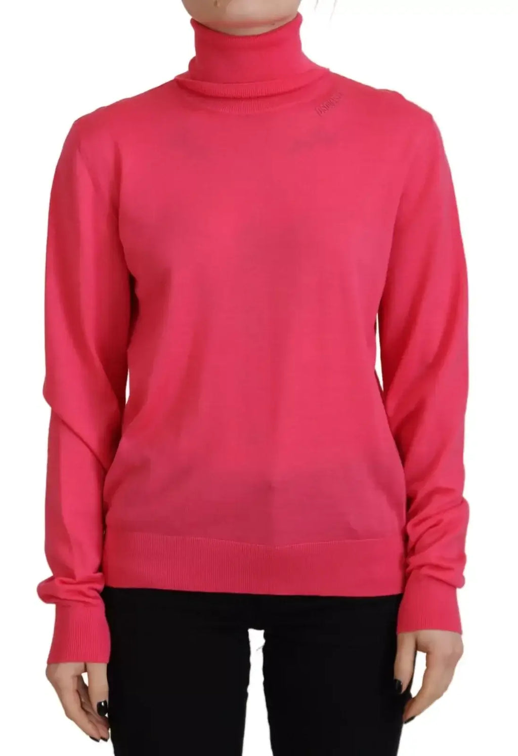 Pull col roulé rose vif dsquared² en maille douce avec ourlet et poignets côtelés pour un style décontracté