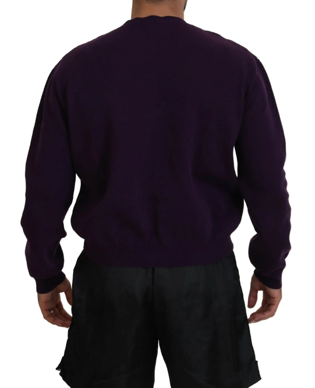 Pull-over homme dsquared² violet en coton avec manches longues col rond et poignets côtelés en maille