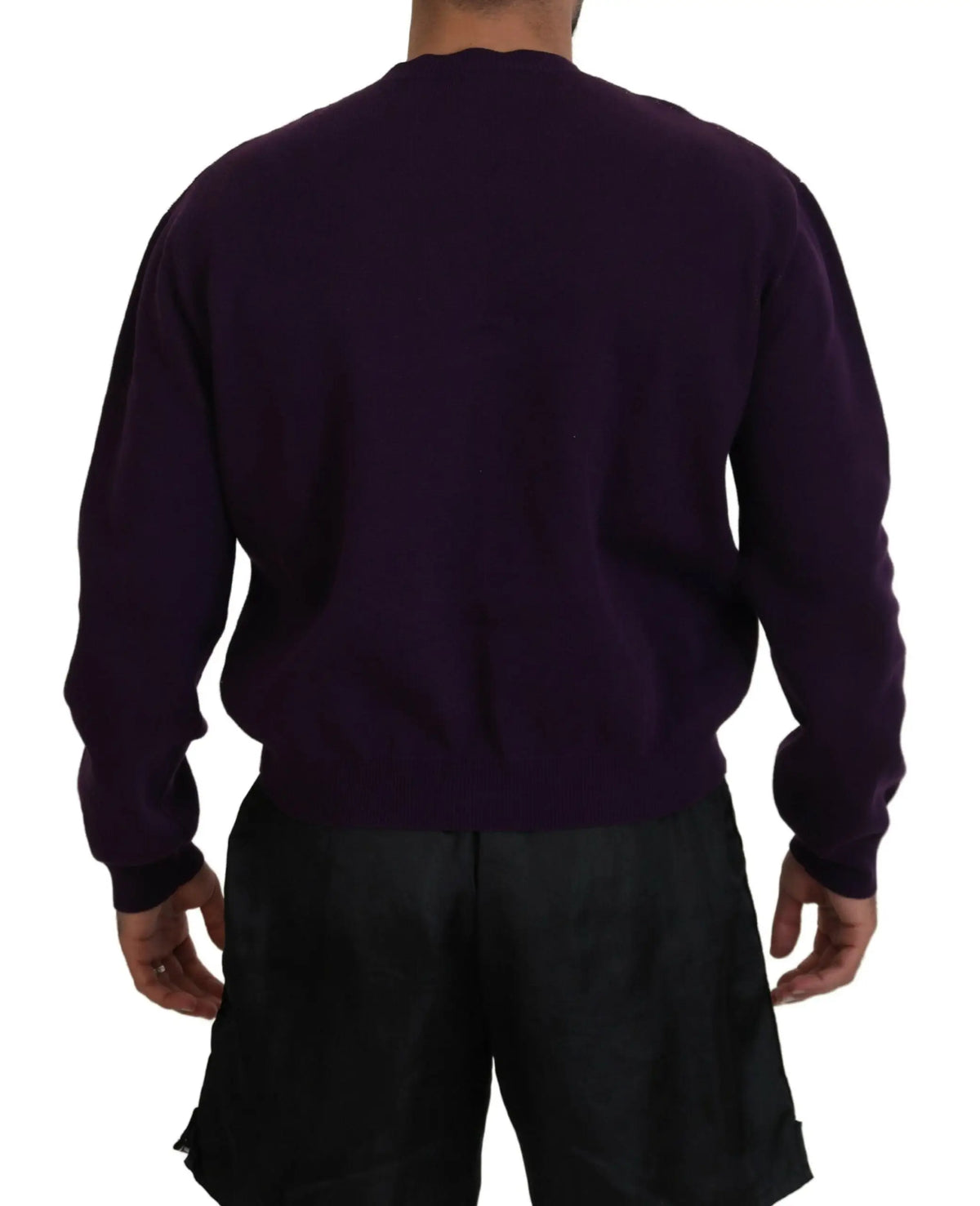 Pull-over homme dsquared² violet en coton avec manches longues col rond et poignets côtelés en maille