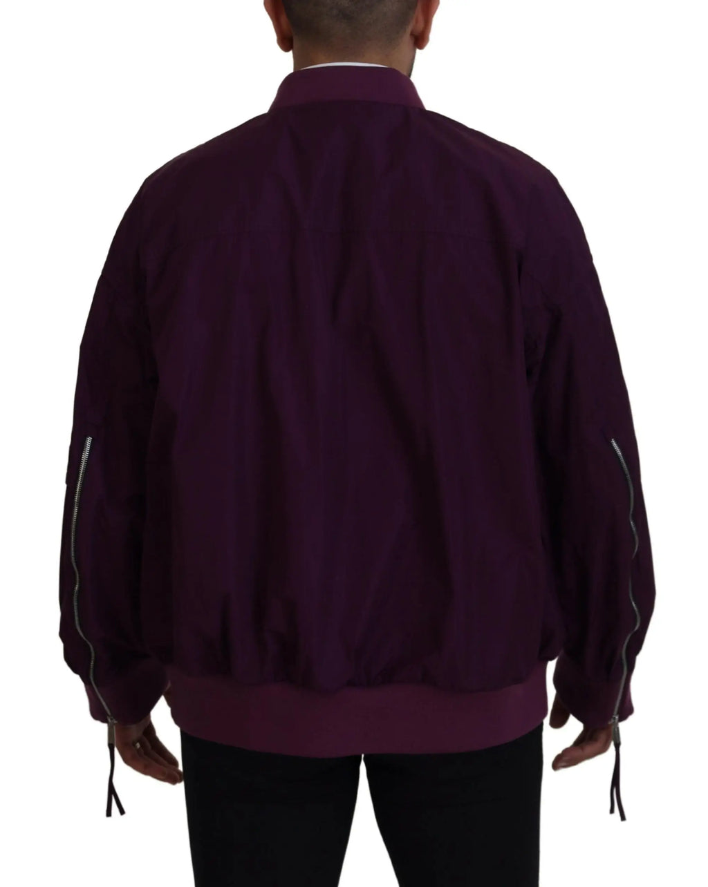 Dsquared² bomber en polyester violet profond avec fermeture éclair blanche et cordons aux poignets