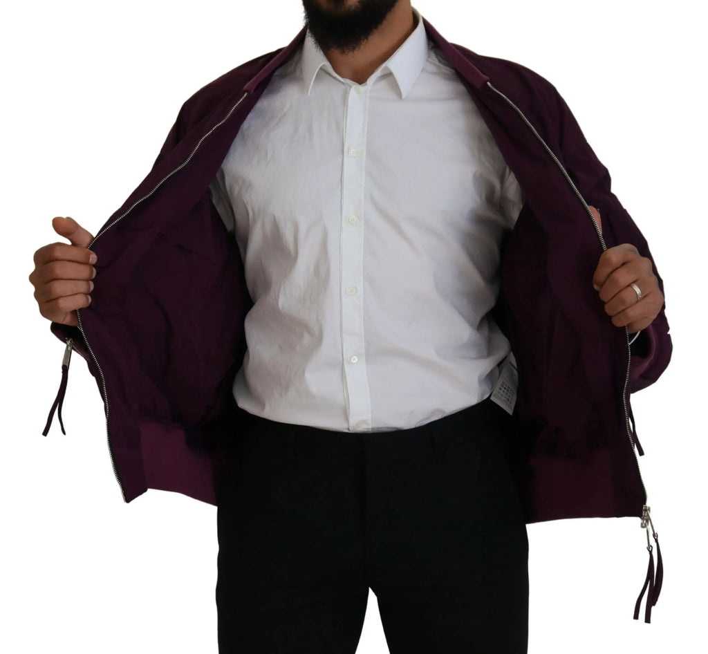 Dsquared² bomber jacket full zip en polyester violet avec tissu lisse légèrement texturé et fermetures éclair argentées