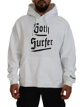 Dsquared² sweat à capuche blanc en coton pour homme avec texte goth surf noir en gothique et logo sur la manche gauche