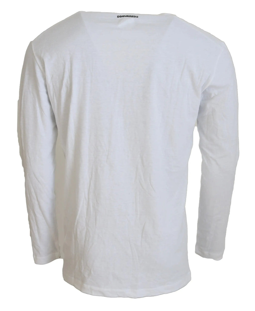 Pull blanc dsquared² en coton et lin avec manches longues et logo brodé au col rond simple