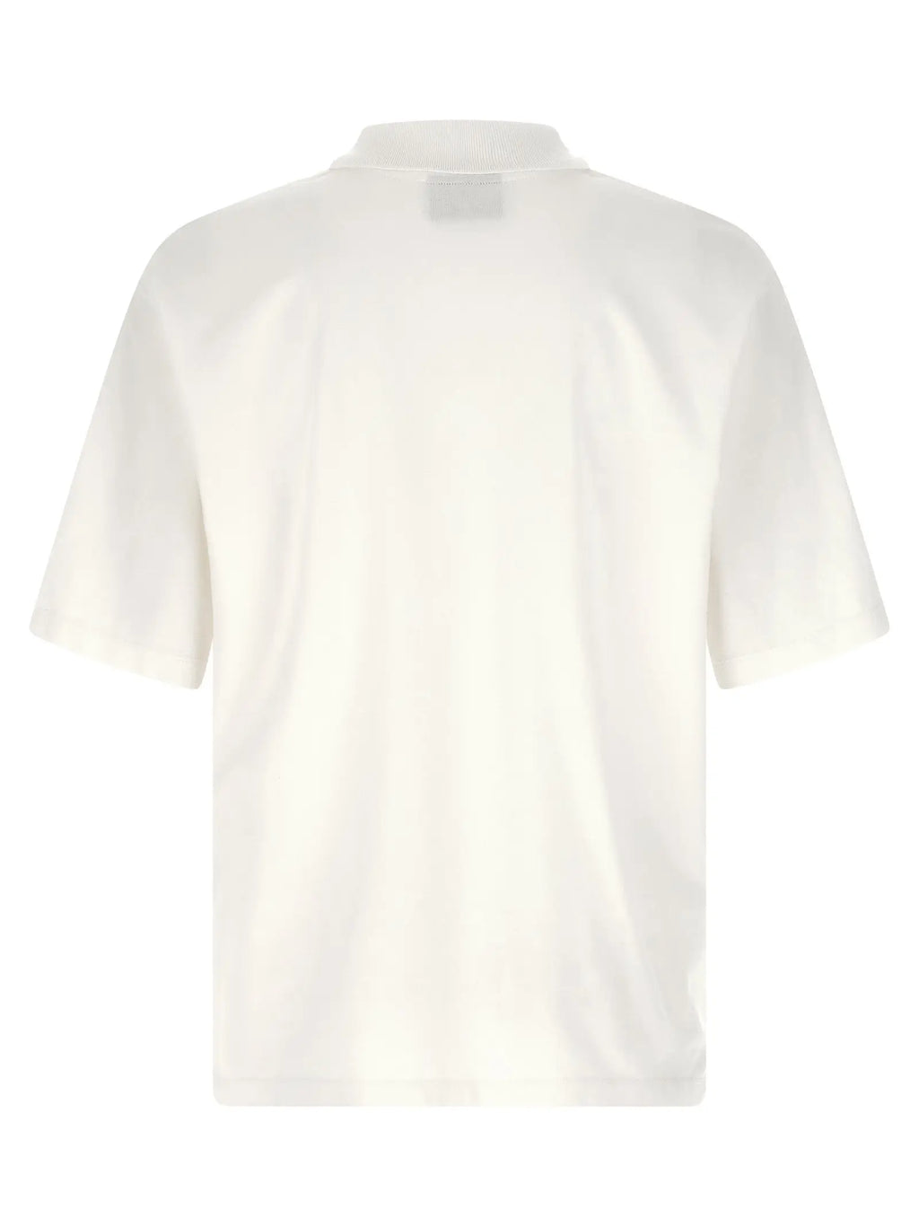 Vue arrière d’un polo blanc dsquared² en coton à manches courtes minimaliste avec coutures discrètes