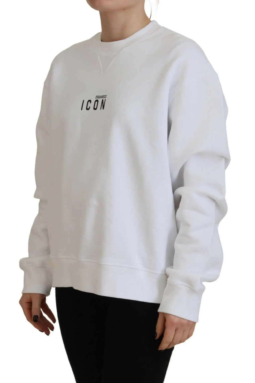 Dsquared² sweat-shirt oversize blanc en coton à manches longues avec lettrage noir icon sur la poitrine