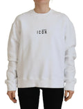 Sweatshirt dsquared² blanc en coton avec imprimé noir dsquared2 sur la poitrine manches longues col rond