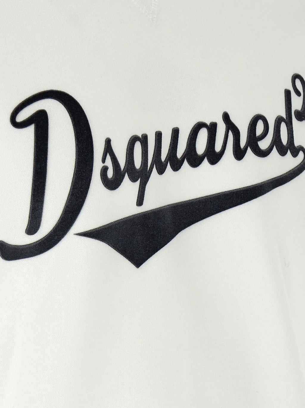 Sweatshirt blanc dsquared² en coton avec logo cursif noir audacieux et trait dynamique en dessous