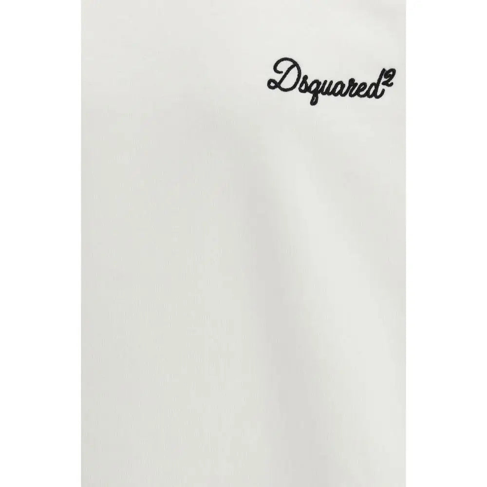 Logo dsquared2 blanc brodé en fil noir sur un sweatshirt en coton blanc dsquared2