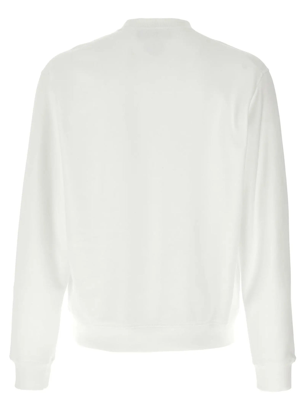 Sweatshirt blanc dsquared² en coton à col rond avec manches longues et poignets côtelés