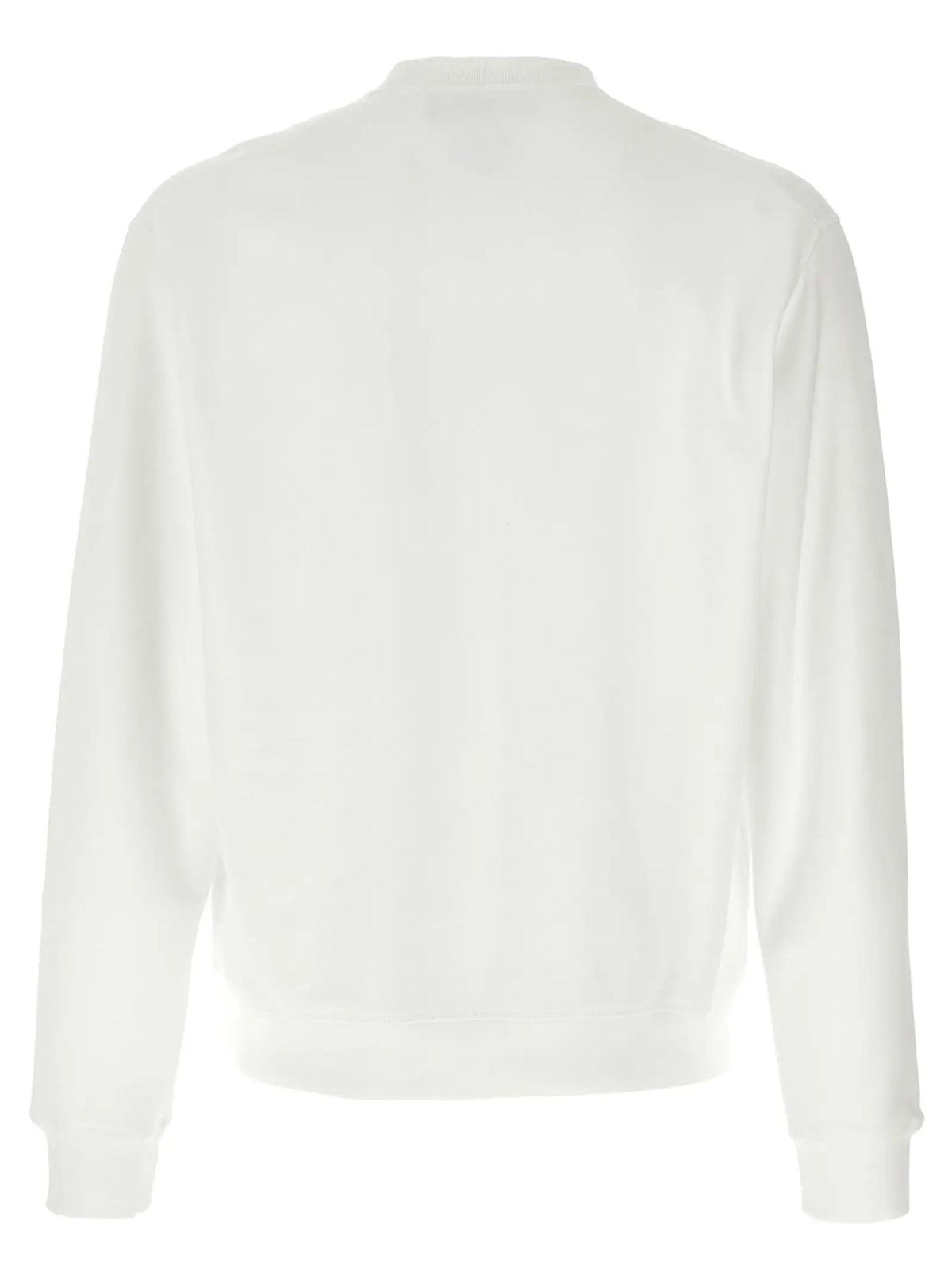 Sweatshirt blanc dsquared² en coton à col rond avec manches longues et poignets côtelés