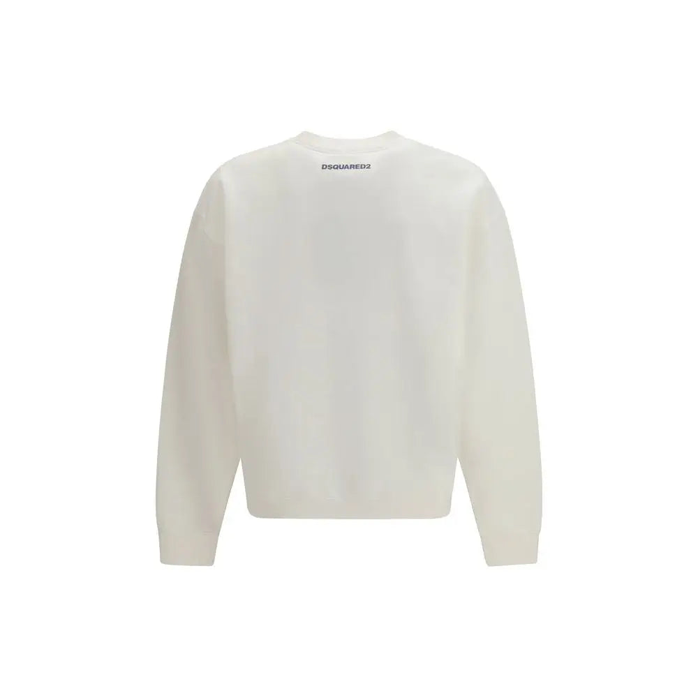 Sweatshirt crewneck dsquared² blanc en coton avec design minimaliste et logo discret au niveau du col