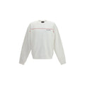 Sweatshirt dsquared² blanc en coton avec ligne et logo rouge brodés sur la poitrine