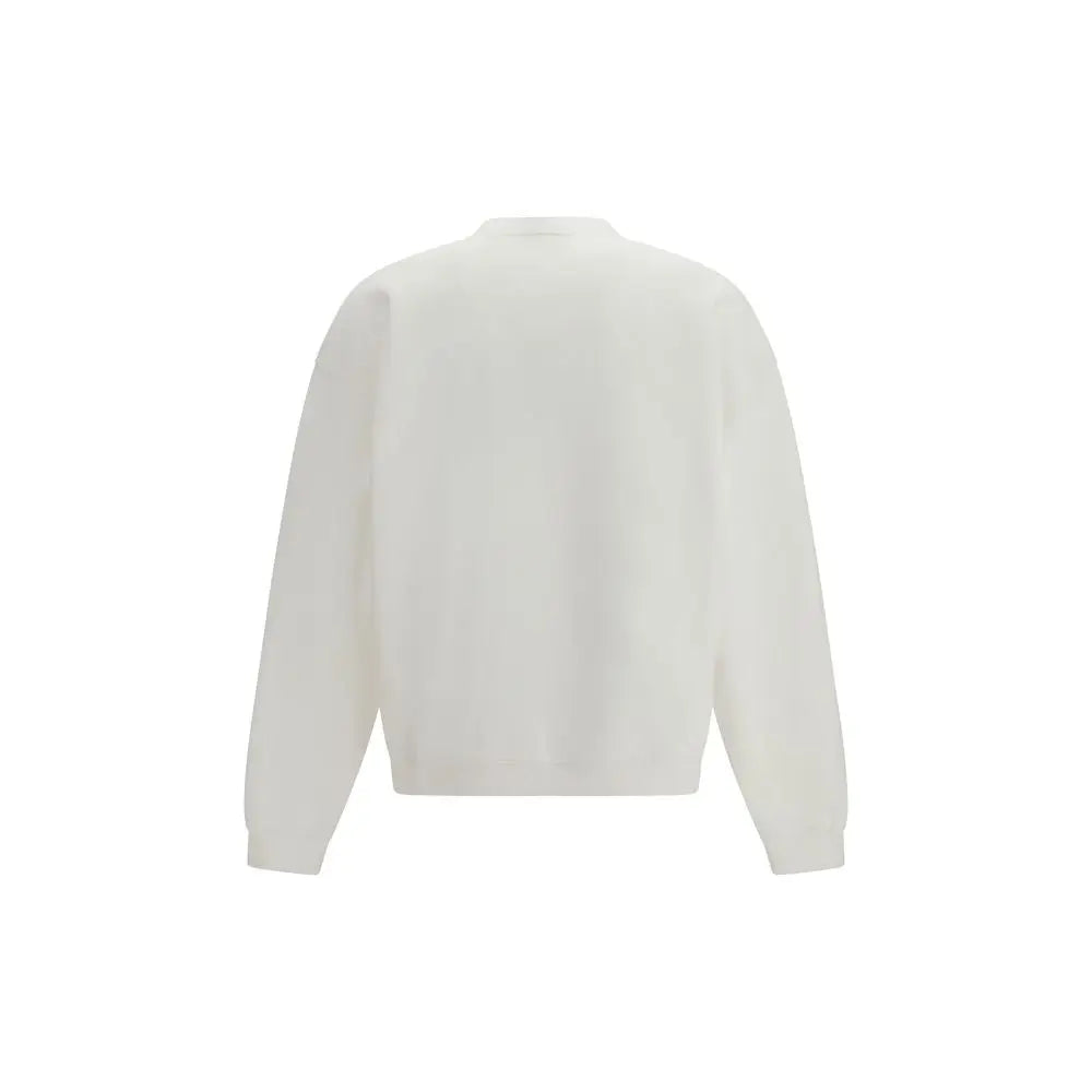Sweatshirt blanc en coton dsquared² à col rond minimaliste avec coupe décontractée douce et poignets côtelés