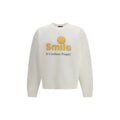 Sweatshirt Dsquared² crème en coton avec col rond et grand smiley jaune texte smile it confuses people en jaune et gris