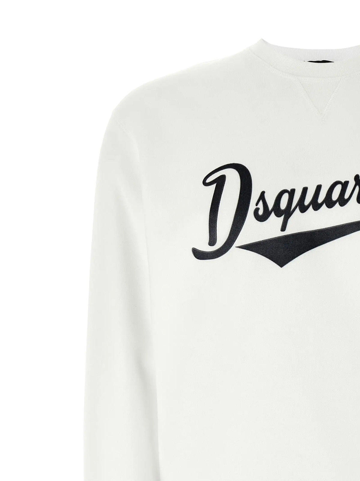 Sweatshirt en coton blanc dsquared² avec logo noir en cursive et design swoosh