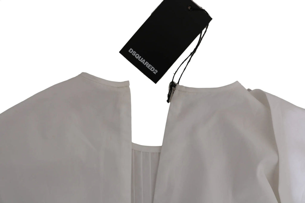 Blouse dsquared² blanche en coton à manches longues avec tissu fluide et encolure découpée distinctive
