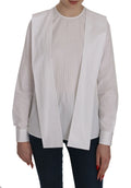 Blouse dsquared² blanche à manches longues en coton avec coupe décontractée et plis verticaux sur le devant
