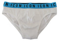 Caleçon blanc dsquared² icon en coton stretch avec ceinture bleue et logo noir pour homme