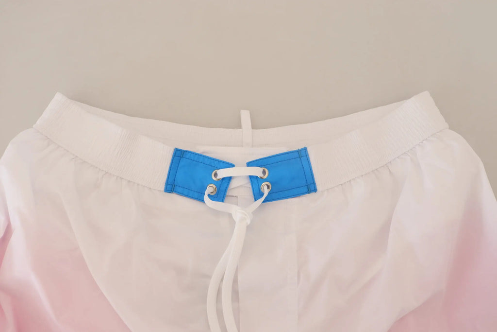Pantalons blancs dsquared² avec ceinture bleue vif à lacets à la taille pour shorts de plage homme